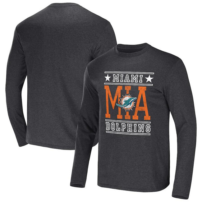 Men's Miami Dolphins Heathered Charcoal x Darius Rucker Collection Long Sleeve T-Shirt
